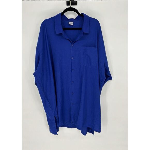 Tops - LALEELA Button Up Shirt Blue Short Sleeve Button Up Casual Size‎ 4XL